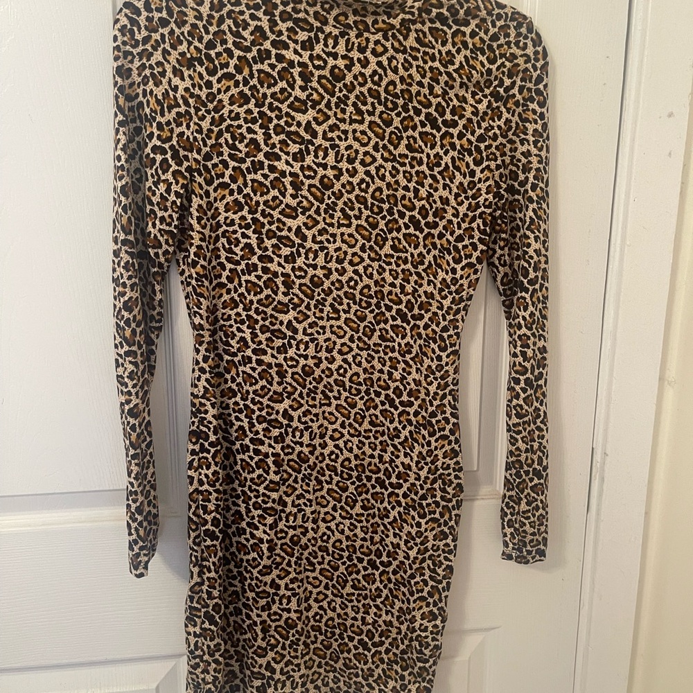 Leopard Print Long Sleeve Dress